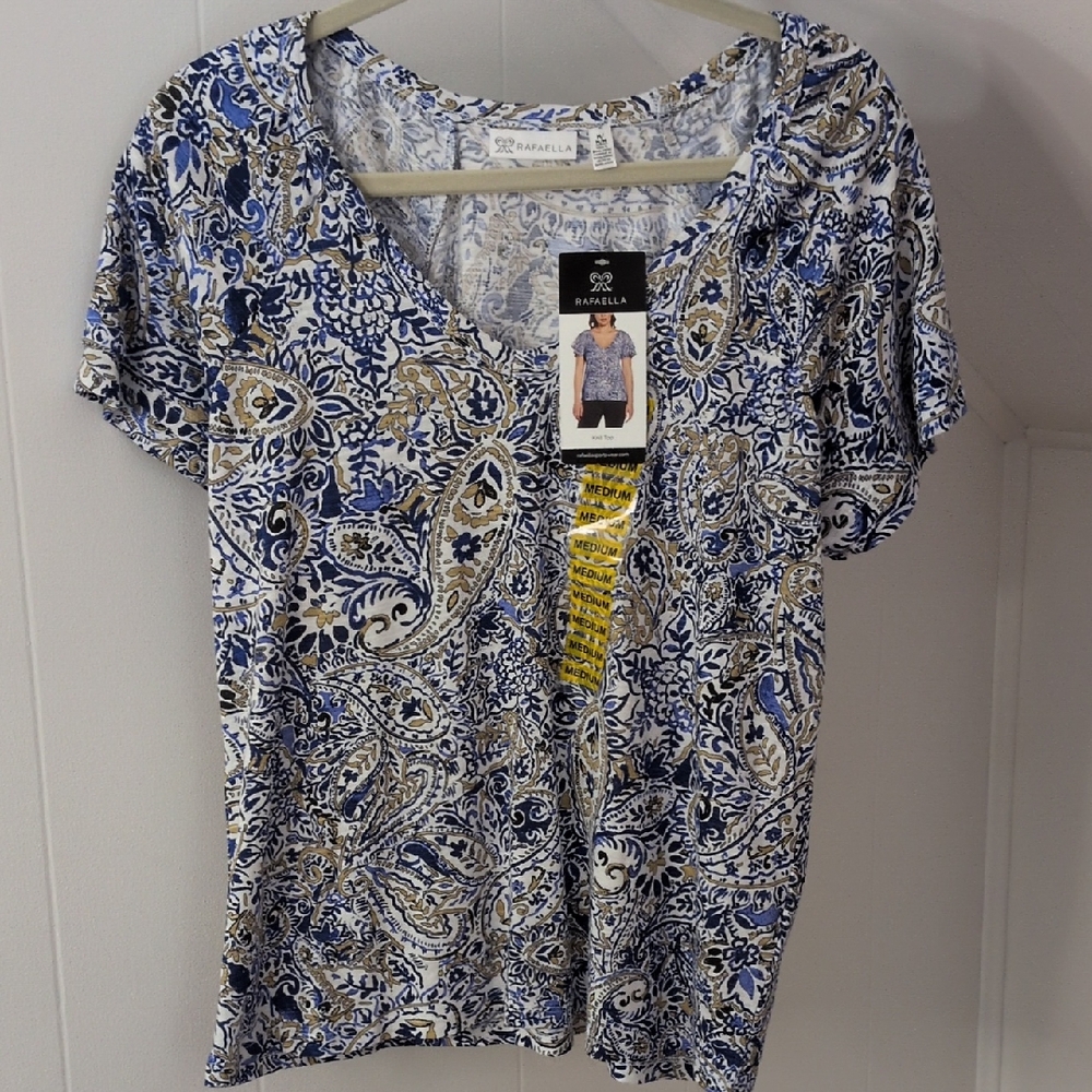 Rafaella Multicolor Paisley Short Sleeve Top